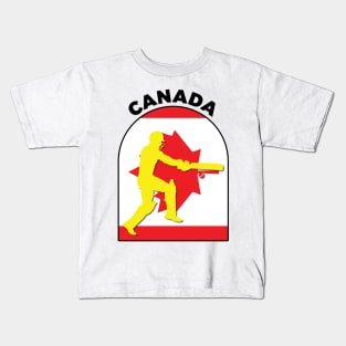 Canada Cricket Batsman Canada Flag Kids T-Shirt